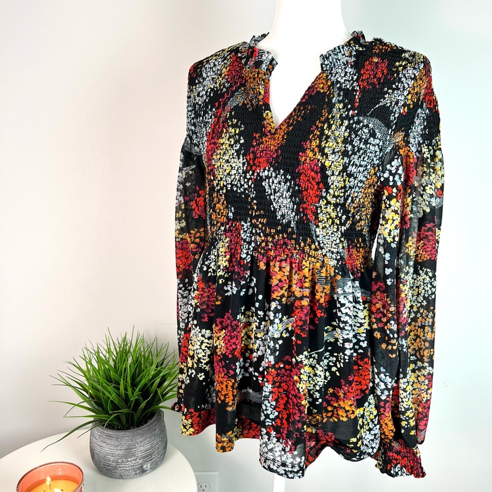 Akemi + Kin Anthropologie womens Adria Smocked Top size large